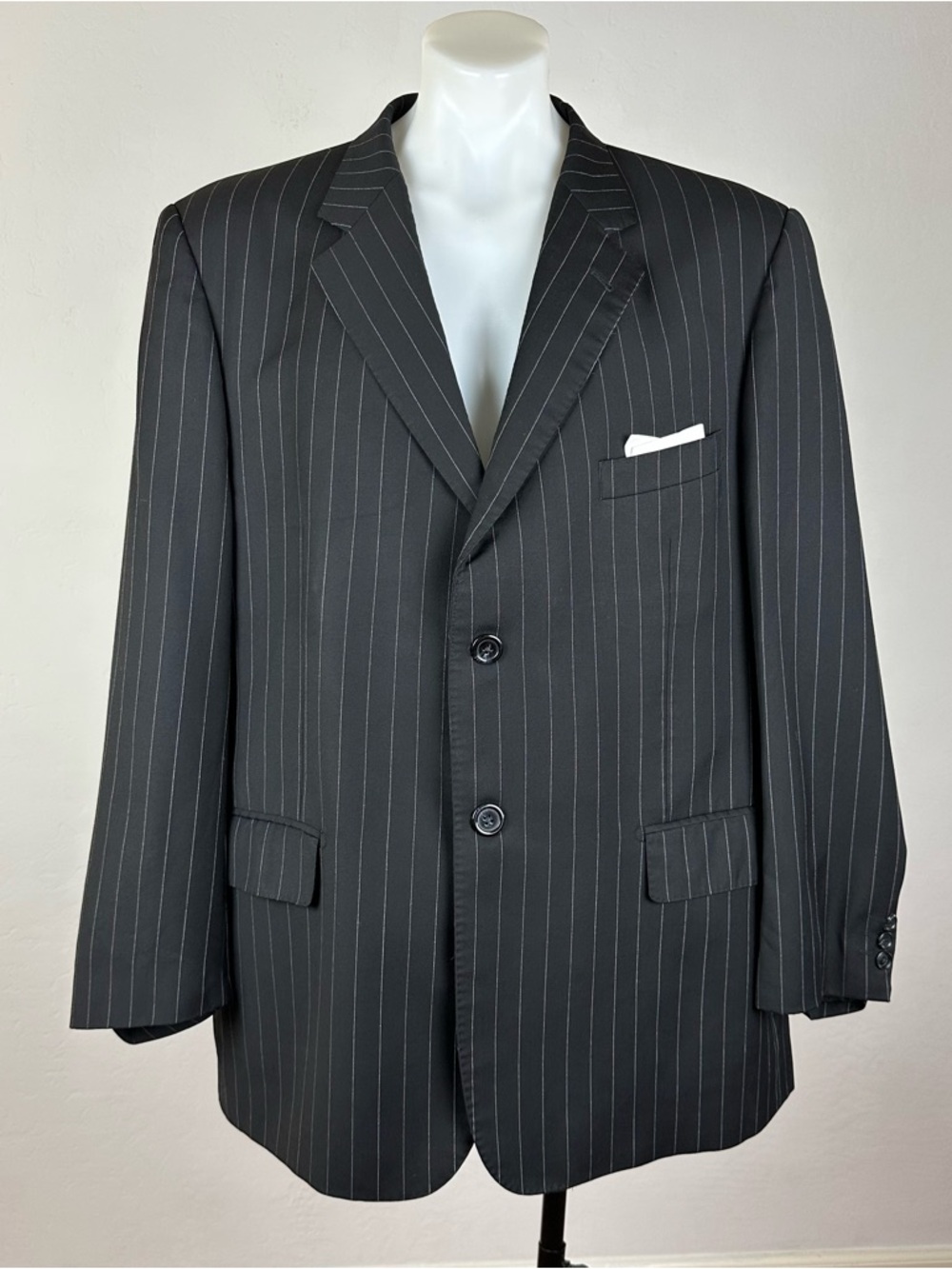 Patrick James 3XL Men's Black Pinstripe Blazer with White Stripe